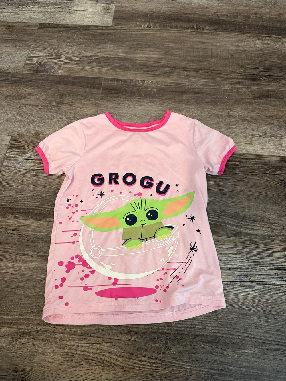 Star Wars Pink "Grogu" Graphic Tee with Neon Green Character